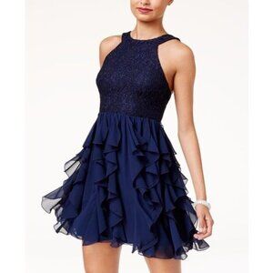 Speechless Fit & Flare Dress Juniors' Glitter Lace Ruffled Size 3